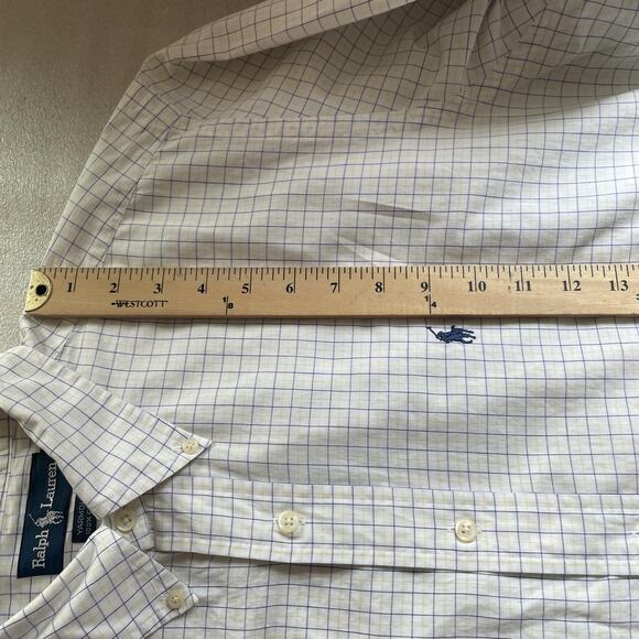 Y2K Ralph Lauren Shirt Men 16.5 34/35 White Check Yarmouth Button Down Pony Logo - Picture 9 of 12